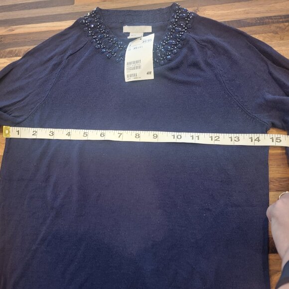 H&M Blue Beaded Neckline & Cuffs Sweater - Picture 6 of 10